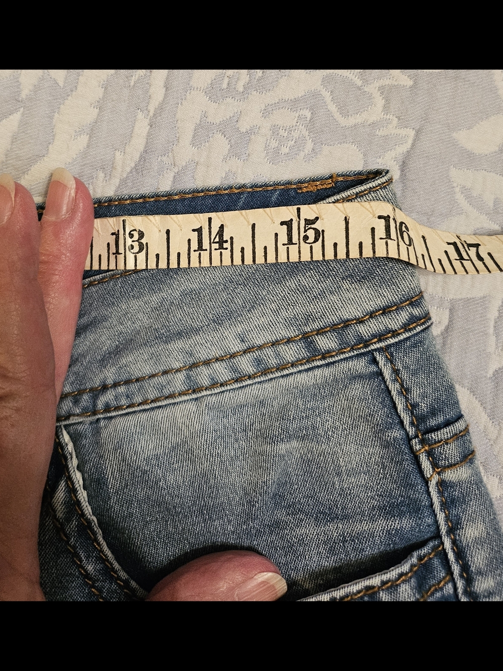 Merona Light Blue Wide-Leg Jeans with Flag Pocket - Blue, Red, White - Picture 5 of 8